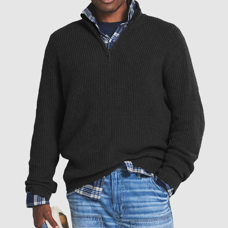 Stylischer Herren-Pullover mit modernem halben Reißverschluss