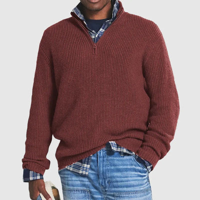 Stylischer Herren-Pullover mit modernem halben Reißverschluss
