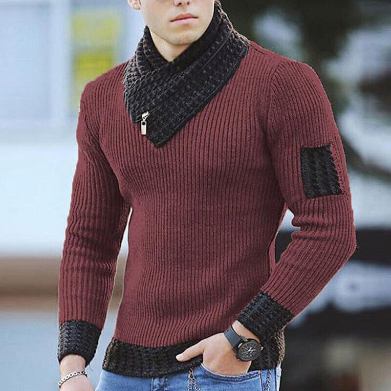 Stylischer Rollkragenpullover mit integriertem Schal für Herren – Bequemer Stricklook für jede Gelegenheit
