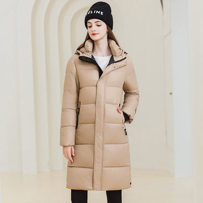 Stylischer Wintermantel mit Kapuze und Taschen - Langer Baumwoll-Jacke in eleganten Farben für Damen