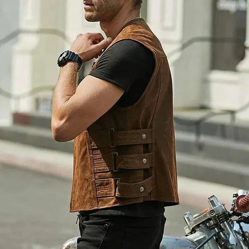 Stylishe Herren-Lederweste ohne Ärmel – Perfekt für jeden Anlass!