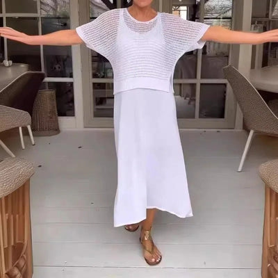 Alma - Elegantes 2-teiliges Kleid + perforiertes Top