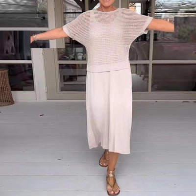 Alma - Elegantes 2-teiliges Kleid + perforiertes Top