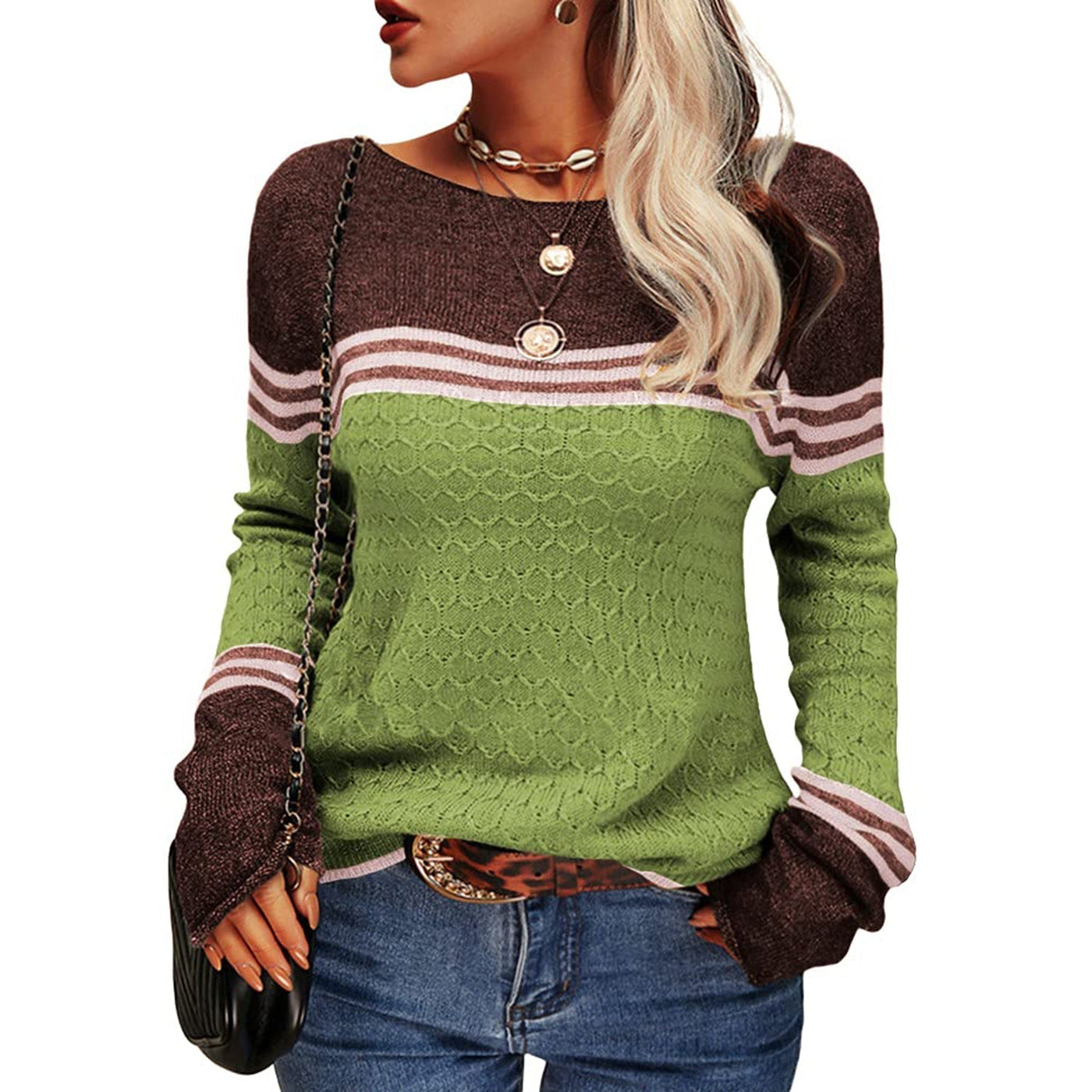 Vintage Langarm-Winterpullover für Damen