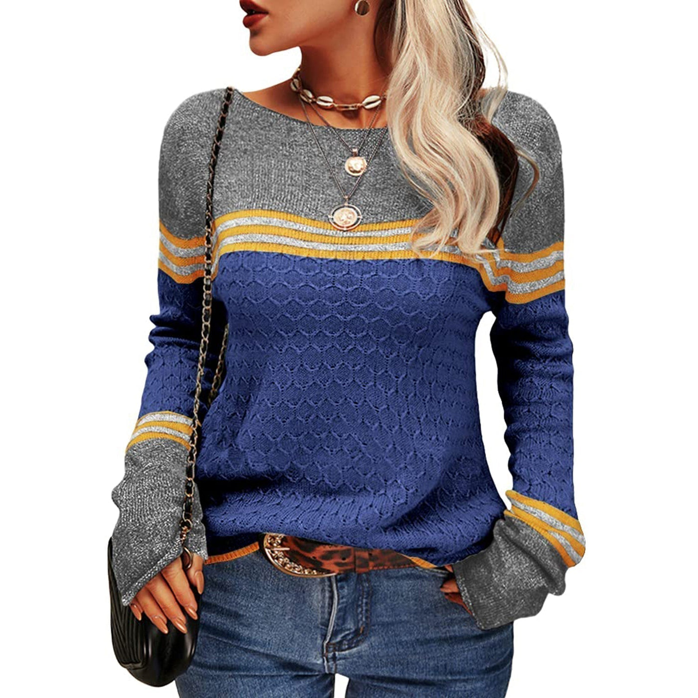 Vintage Langarm-Winterpullover für Damen