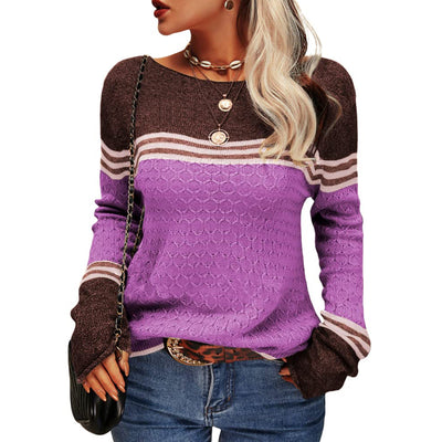Damen Modischer Streifen-Pullover