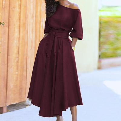 Damen Sommer-Midikleid mit Gürtel