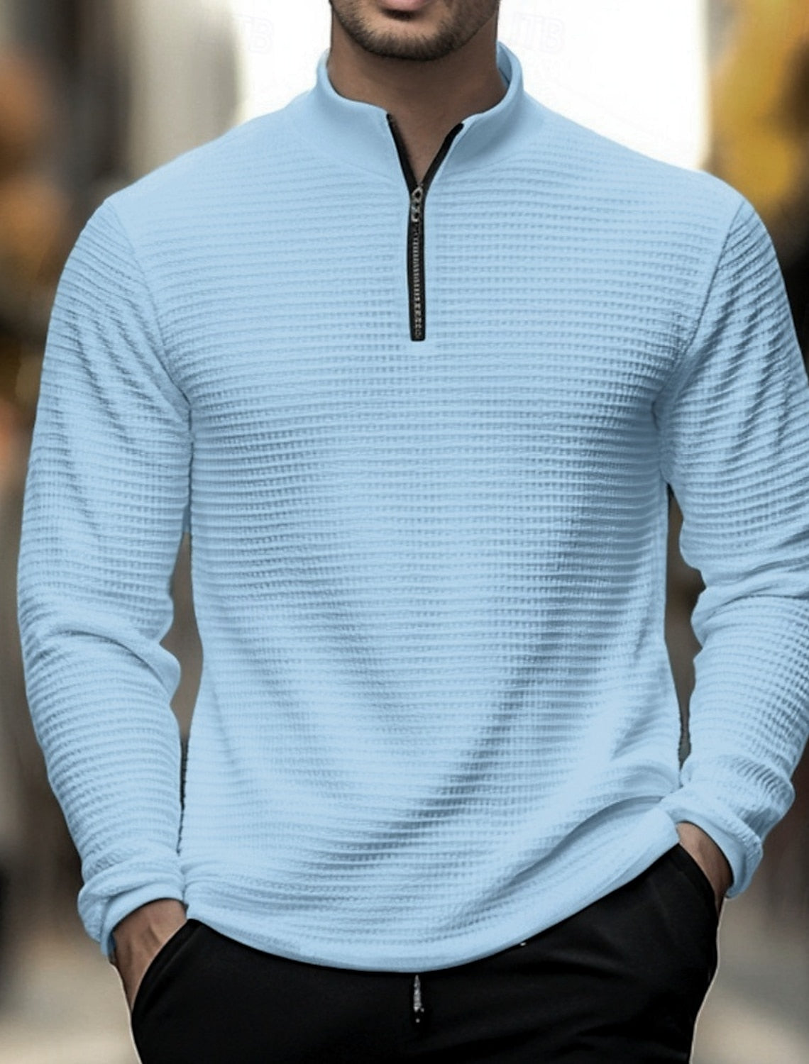 Strickpullover mit halbem Reißverschluss für Männer