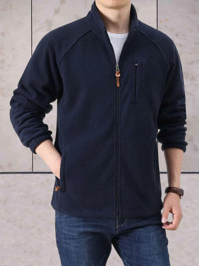 Zweifarbige Fleecejacke mit Stehkragen und Reißverschluss für kühle Tage