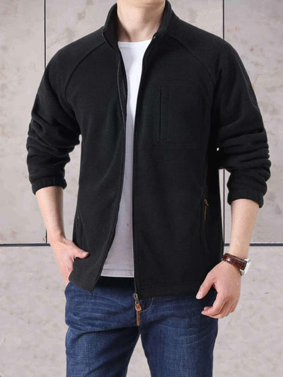 Zweifarbige Fleecejacke mit Stehkragen und Reißverschluss für kühle Tage